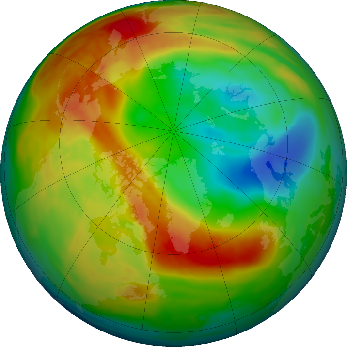 Arctic ozone map for 27 January 2020